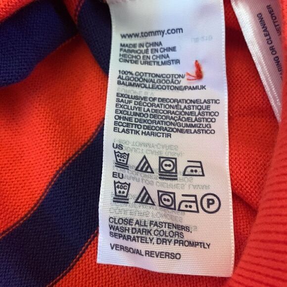 Tommy Hilfiger orange red blue striped cardigan Size L NWT - Picture 8 of 9